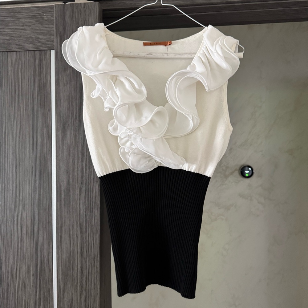Belldini White and Black Ruffle Blouse - Picture 2 of 3